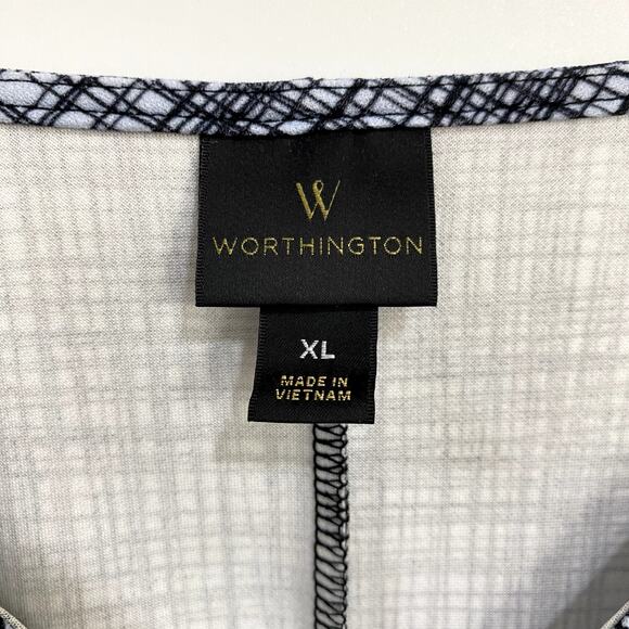 Worthington Top Women's Size XL Blue Belted Cap Sleeve Breathable Active Casual - Picture 6 of 10